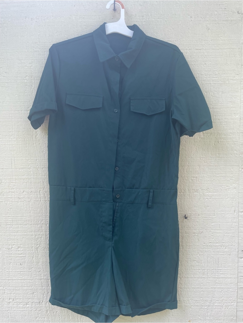Dark Green Short Sleeve Utility Romper